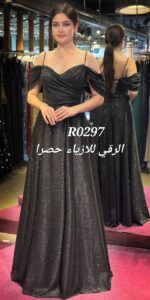 فستان جديد كلوش ناعم بلمعة ثابتة R0297 اسود