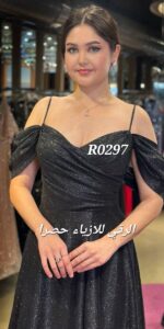 ⁦فستان جديد كلوش ناعم بلمعة ثابتة R0297 اسود⁩ - الصورة ⁦3⁩