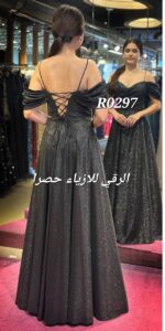 ⁦فستان جديد كلوش ناعم بلمعة ثابتة R0297 اسود⁩ - الصورة ⁦4⁩