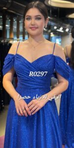 ⁦R0297 فستان نيلي لامع⁩ - الصورة ⁦3⁩