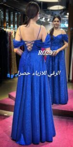 ⁦R0297 فستان نيلي لامع⁩ - الصورة ⁦5⁩